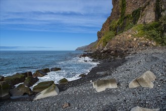 Beach and cliffs near the coastal resort of Ponta do Sol