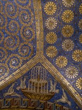 Detail of the mosaic wall in the UNESCO World Heritage Aachen Cathedral