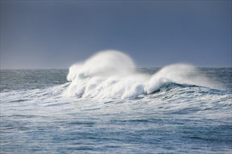 Large wave breaking in the open sea off the south coast of England