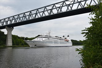 Cruise ship Star Legend sails through the Kiel Canal in summer