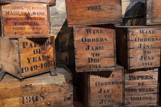 Historical boxes for Madeira Wine from Blandy's