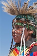 Young Blackfoot boy in traditional regalia