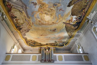 Organ loft with ceiling fresco