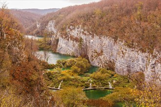 Waterfalls and lakes in the Plitvice Lakes National Park in Croatia. Counts as a Unesco World Natural Heritage Site