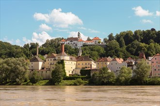 Maria Hilf Monastery in Passau with a view over the River Inn