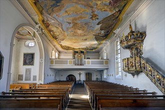 Organ loft with ceiling fresco