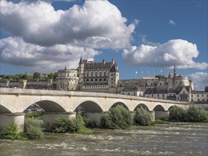 Marechal Leclerc Bridge on the Loire and in the background the Renaissance castles of Amboise