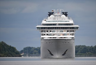 Cruise ship Seabourn Ovation sails through the Kiel Canal