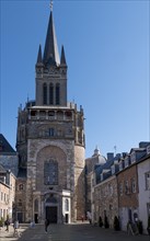 Tower and entrance to the UNESCO World Heritage Aachen Cathedral