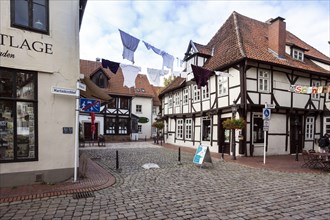Medieval town centre with half-timbered houses and alleys