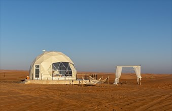 Dome tent at desert glamping camp