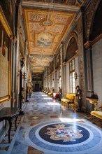 View into long corridor hallway of historic Grand Masters Palace Palace of Grand Master of Order of Malta Knights of Malta historic Order of St John