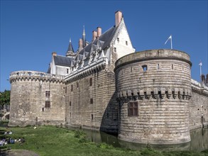 Historic Site Castle Walls and Museum Chateau des ducs de Bretagne with Blue Sky