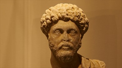Marble head of the Roman Emperor Marcus Aurelius