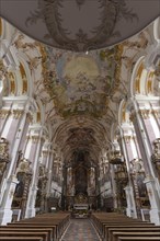 Baroque interior with high altar of the former monastery church of St. Margareta