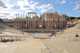 Historic UNESCO Teatro romano as part of the Roman city of Emerita Augusta in Merida