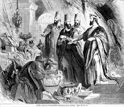 Hezekiah shows the Babylonian envoys his treasures