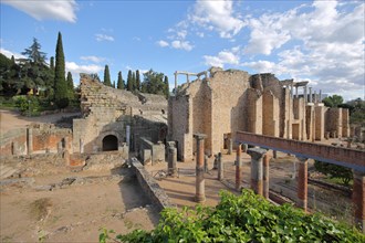 Roman excavation site at the UNESCO Teatro romano and part of the Roman city of Emerita Augusta in Merida