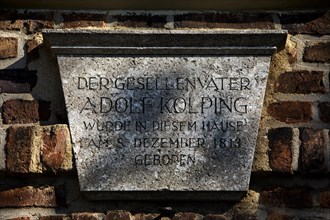 Commemorative plaque on the birthplace of Adolph Kolping