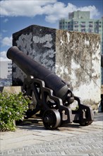 Cannon on the fortress wall at Fortaleza do Monte