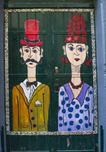 Colourfully painted door
