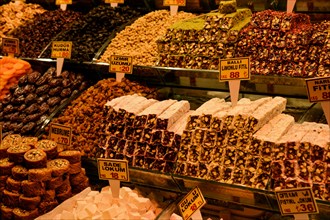 Different kinds of Turkish delight sweets at the Spice Market