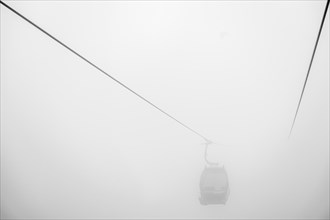 Cable car in the fog