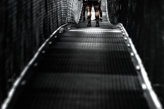 Suspension bridge with black background