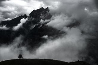 Mountain ridge with dramatic clouds