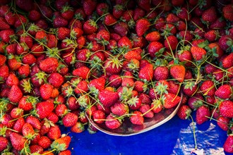 Strawberries in view in a Turkish street bazaar