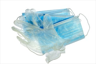 Disposable clear plastic gloves and facemasks