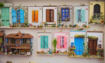 Little colorful model windows made of wood