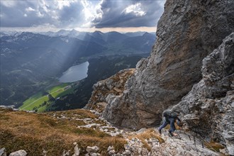 Climbers on the Friedberg via ferrata