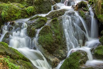 Fresh water waterfall on rocks moss cover in mountain. Fresh water waterfall on rocks moss cover in mountain.osges Alsace