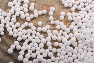 White little polystyrene foam balls as background