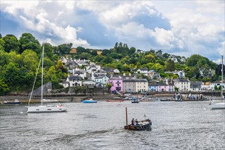 Boats and Yachts on River Dart over Dittisham and Greenway Quay