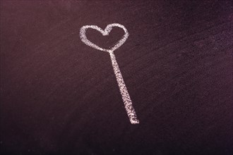 Heart shape drawn on blackboard with chalk