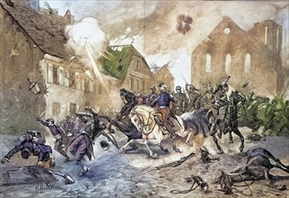 The Flight of Mac Mahon through Froeschweiler on 6 August 1870 after the Battle of Woerth