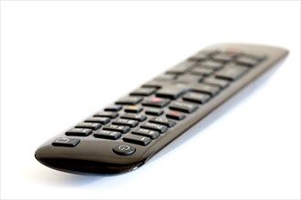 Black remote control for a TV and TV with a focus gradient