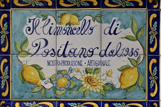 Wall tiles with advertising for Limoncello