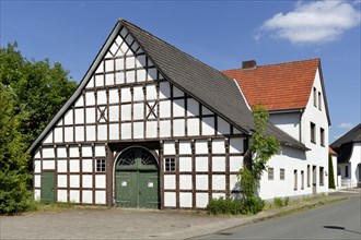 Agriculture building with half-timbered house