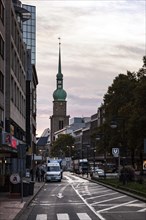 Dortmund city centre in the morning with the Reinoldi Church