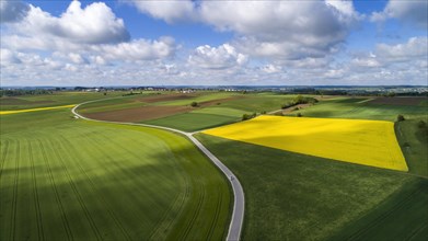 Aerial view of fields in Unterallgaeu