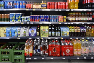 Sales shelf various beverages
