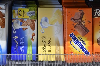 Retail shelf Swiss chocolate