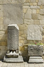 Relief stones and inscriptions on the portal of the pilgrimage church