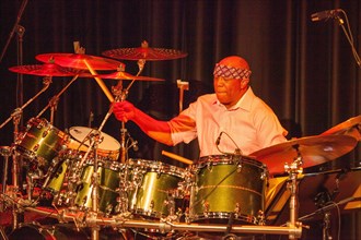 Billy Cobham on drums at a concert at the Scala