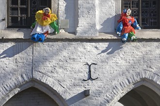 Carnival time with plastic seagulls on the windows