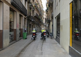 Police patrol in the streets of Barcelona