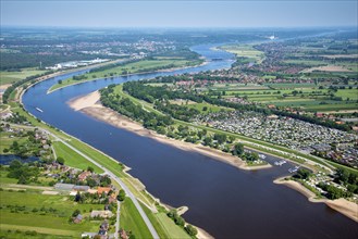 Aerial view of the Elbe landscape near Drage